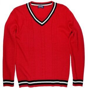 Boys Cable Knit V-Neck Sweater
